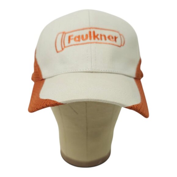 Faulkner Mesh Tuck Strap Cap Embroidered Logo Curved Visor Trucker Baseball Hat - Picture 9 of 13